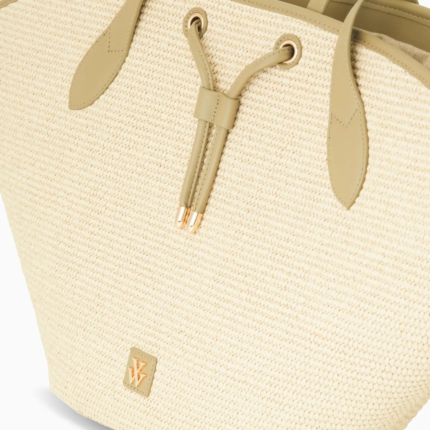Panier Oversize Vivienne En Raphia Beige A Details Kaki
