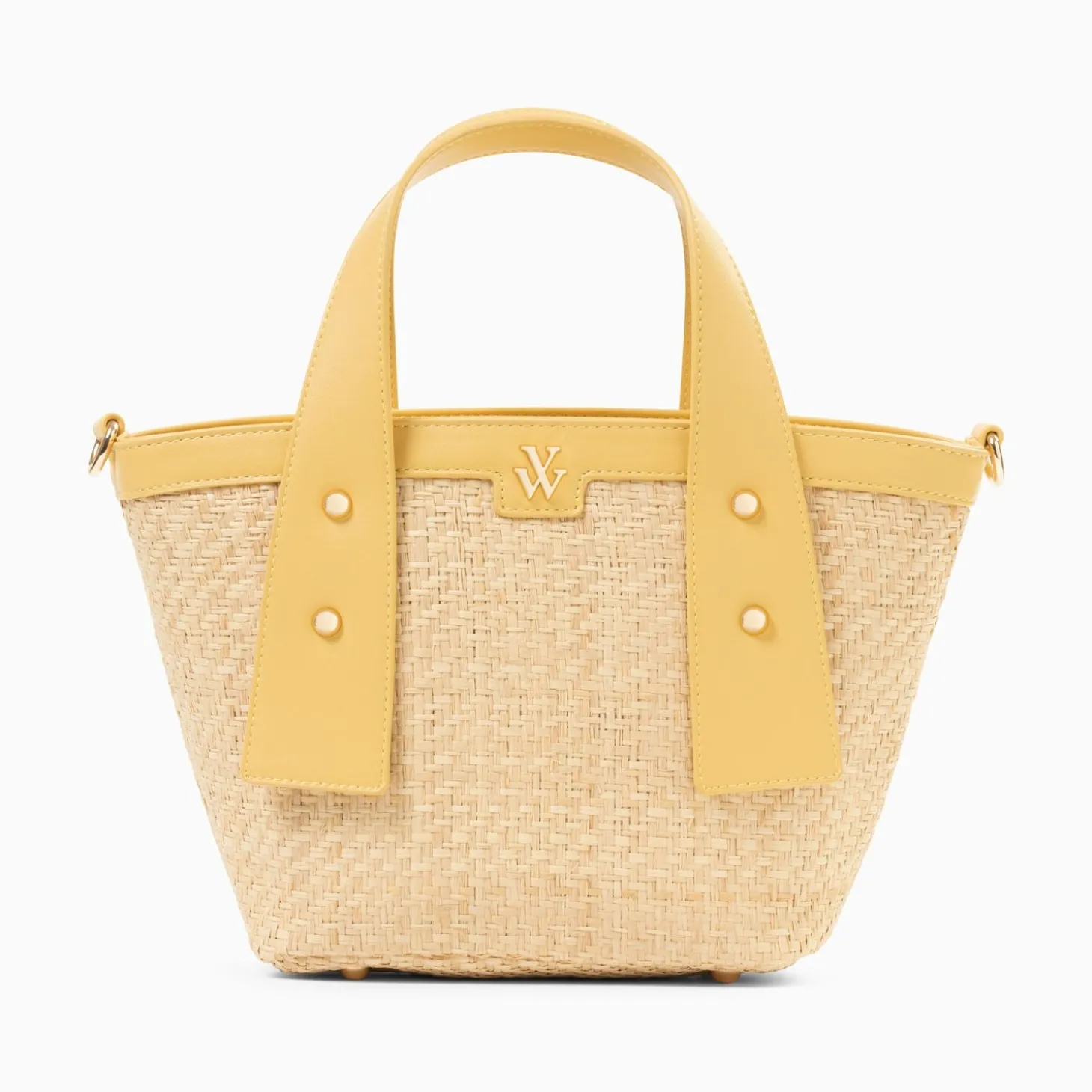 Petit Panier Juliana En Raphia Beige A Details Jaunes