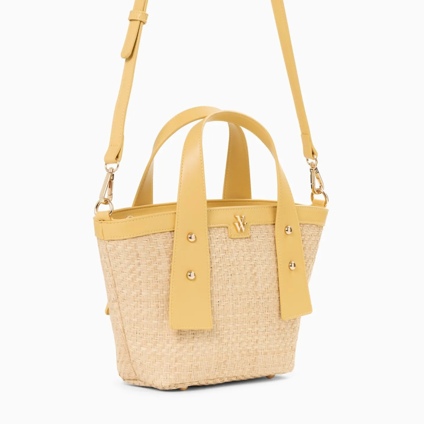 Petit Panier Juliana En Raphia Beige A Details Jaunes