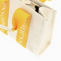 Petit Sac A Main Shopper Ophra Beige Et Jaune