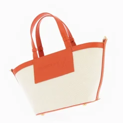 Petit Sac Cabas Trapeze Eve Beige Et Orange