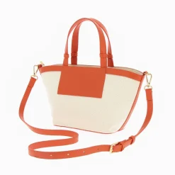 Petit Sac Cabas Trapeze Eve Beige Et Orange