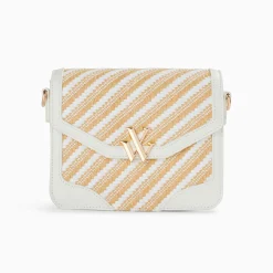 Petit Sac Cartable Aline Blanc Et Beige Tresse