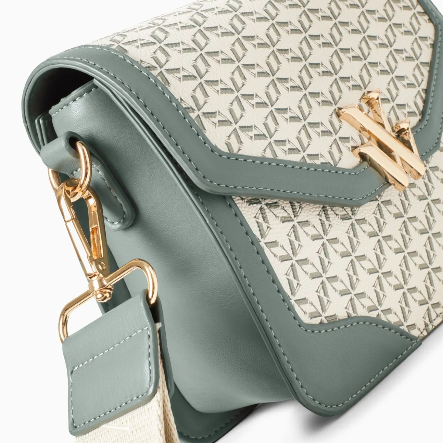 Petit Sac Cartable Karen Vert A Toile Monogramme