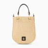 Petit Sac Mounia En Raphia Beige A Details Noirs