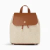Sac A Dos Myriam En Raphia Ecru Et Camel