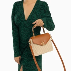 Sac A Main Gwenaelle Camel A Anse En Faux Bambou