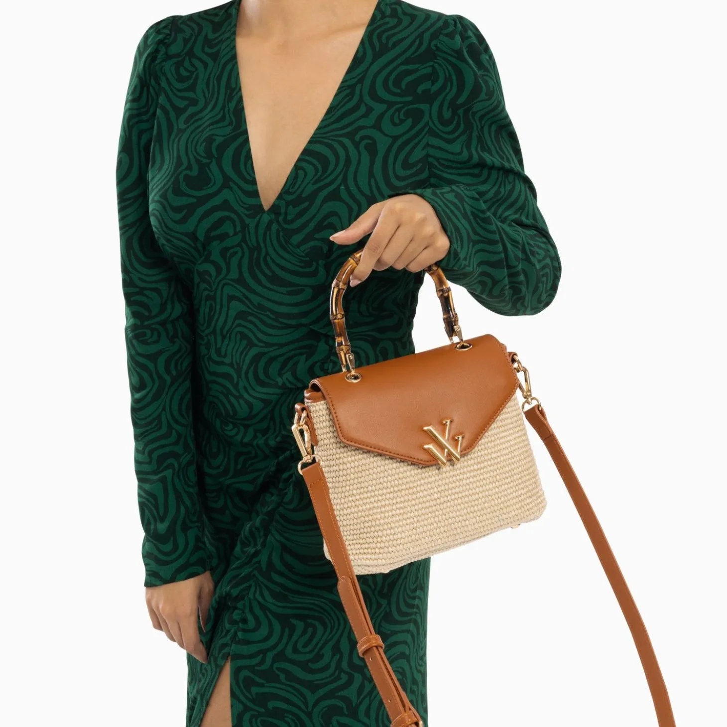 Sac A Main Gwenaelle Camel A Anse En Faux Bambou