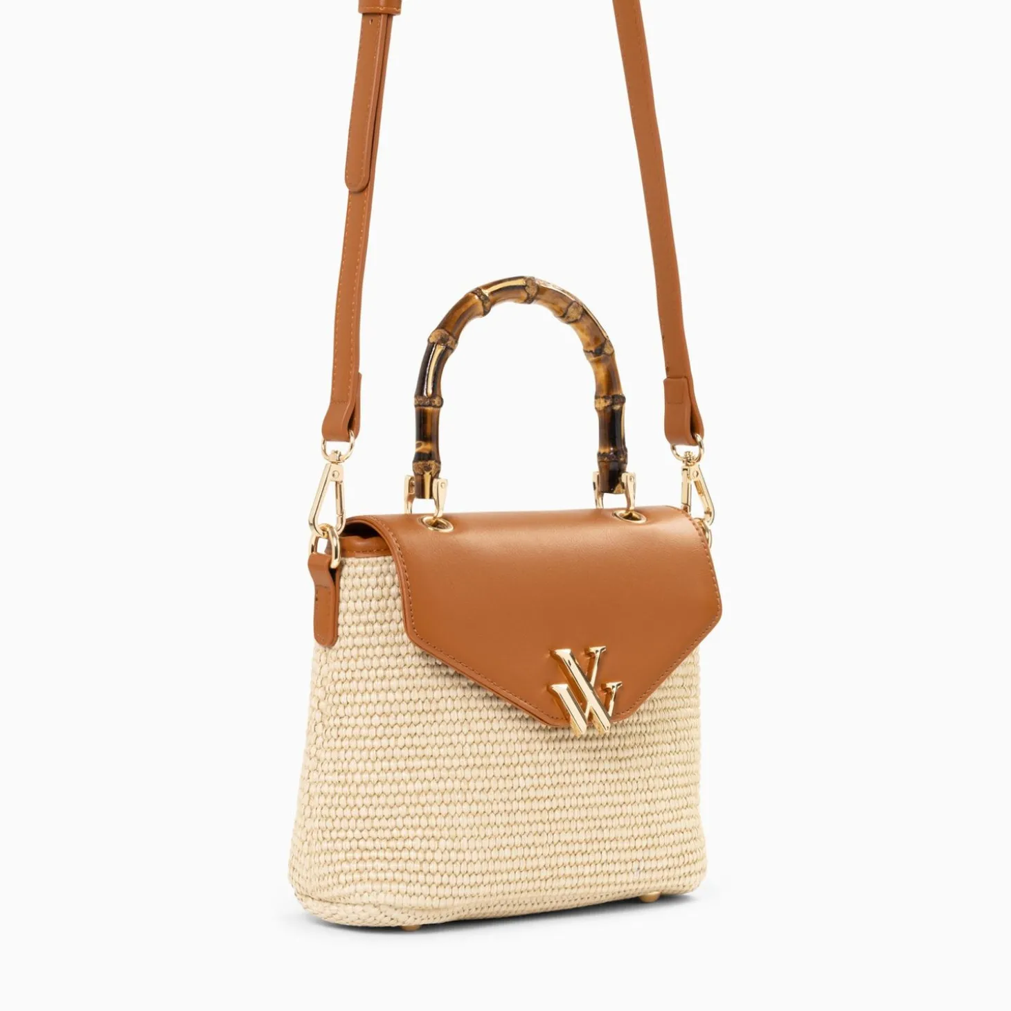 Sac A Main Gwenaelle Camel A Anse En Faux Bambou