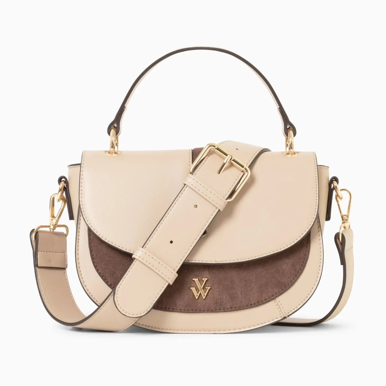 Sac A Main Loeline Bi-Matiere Taupe