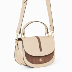 Sac A Main Loeline Bi-Matiere Taupe