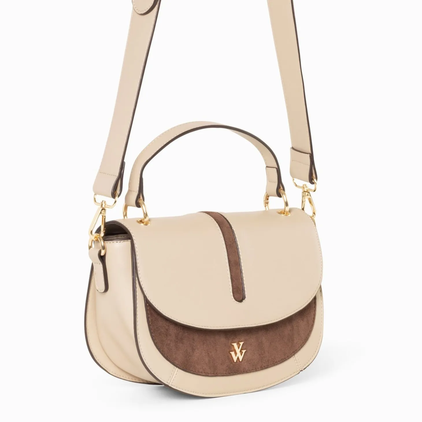 Sac A Main Loeline Bi-Matiere Taupe