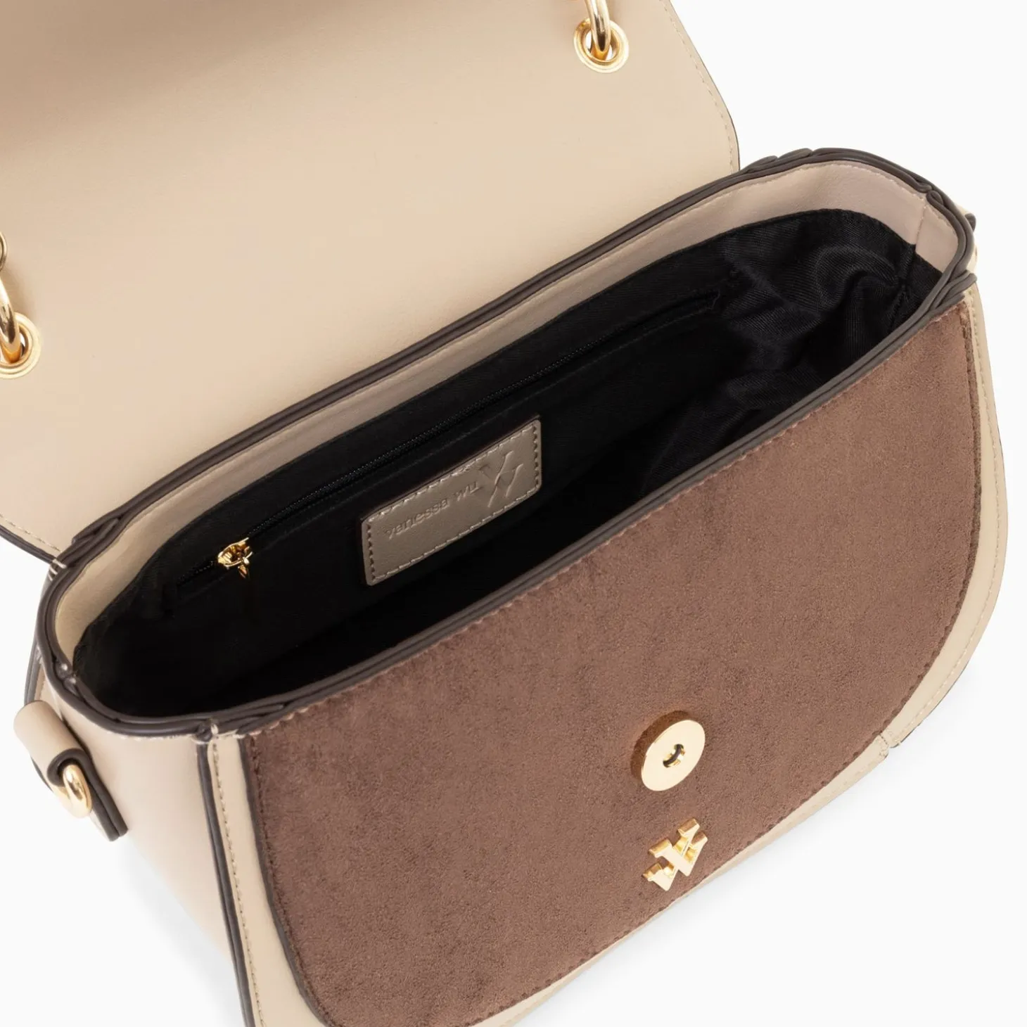 Sac A Main Loeline Bi-Matiere Taupe