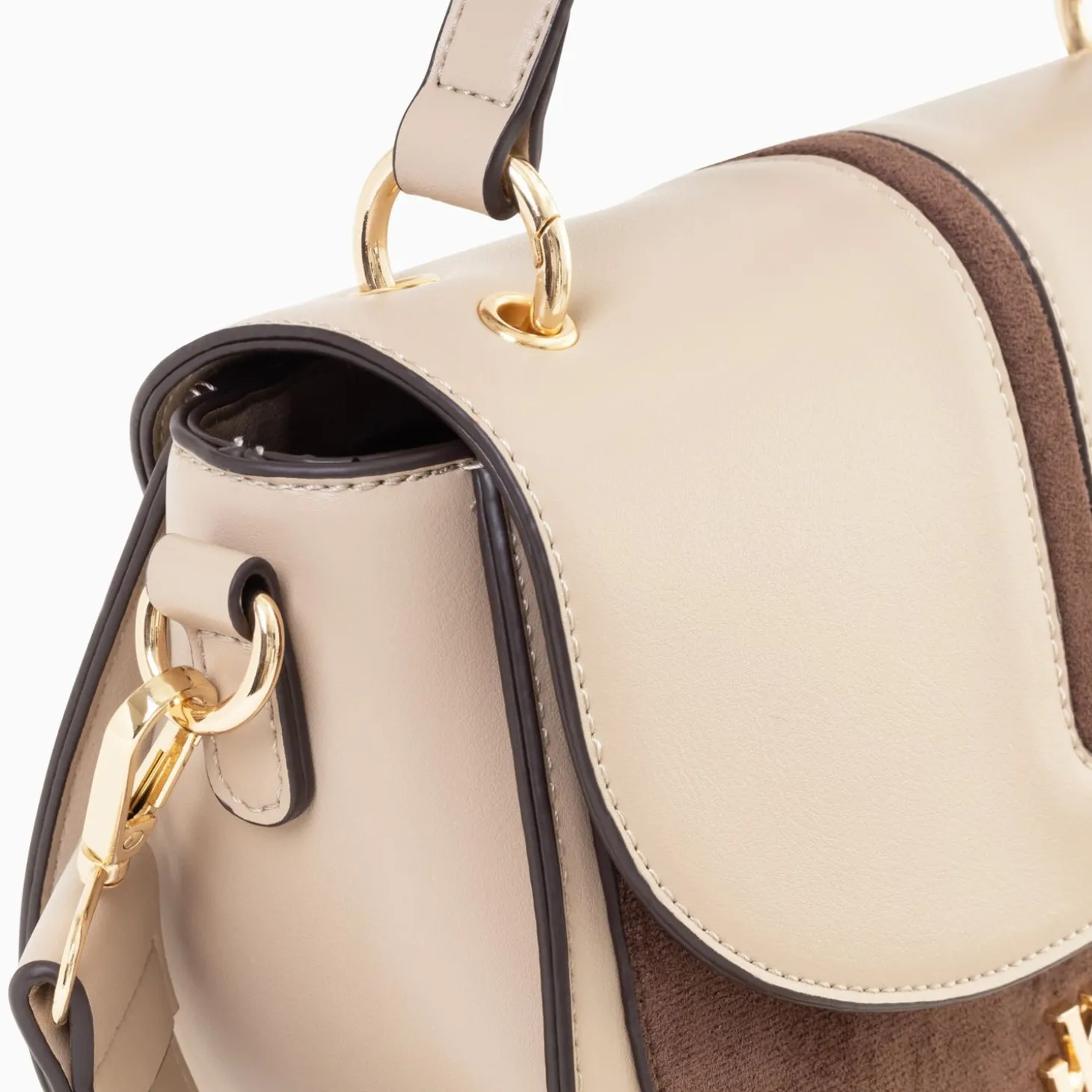 Sac A Main Loeline Bi-Matiere Taupe