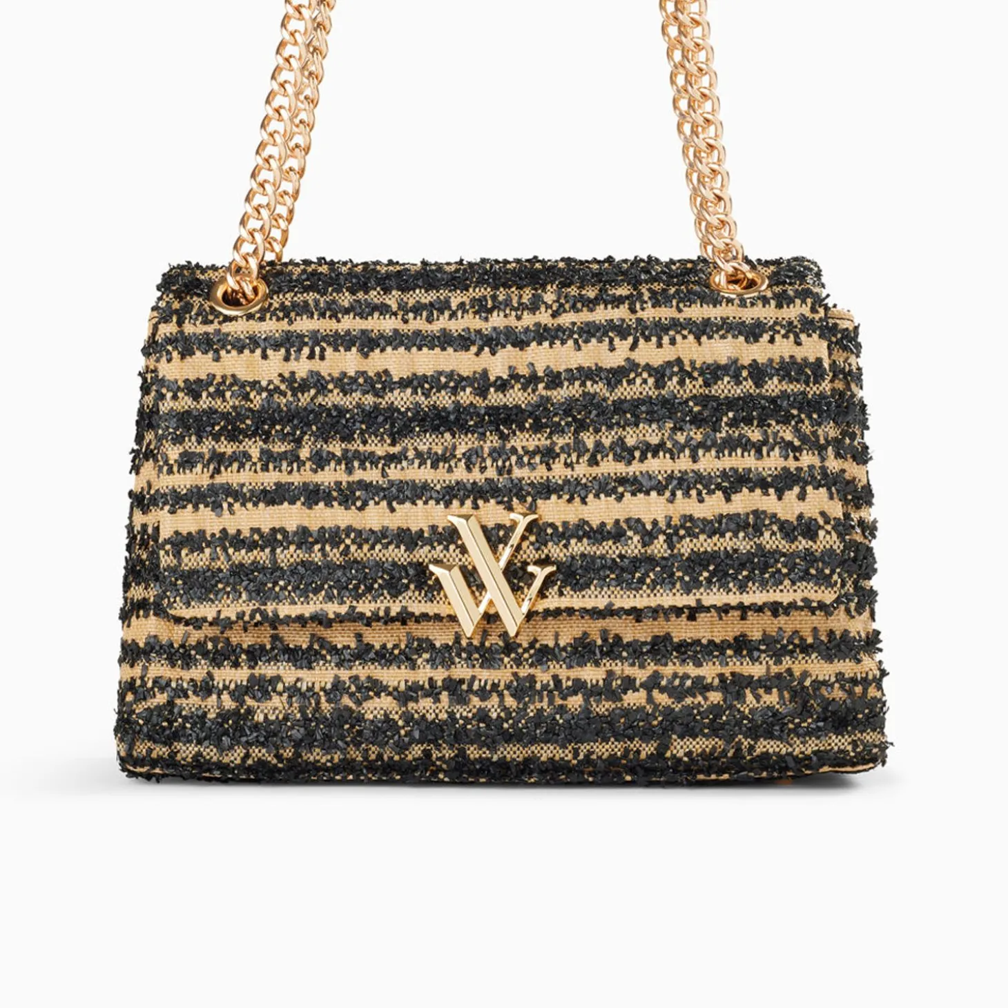 Sac A Main Naomi Noir Et Beige A Chaine