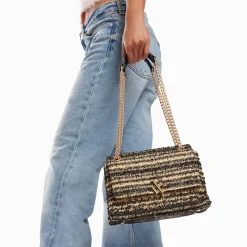 Sac A Main Naomi Noir Et Beige A Chaine