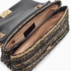 Sac A Main Naomi Noir Et Beige A Chaine