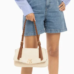 Sac Baguette Isaline En Raphia Beige Clair A Anse Tressee