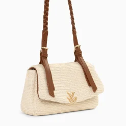 Sac Baguette Isaline En Raphia Beige Clair A Anse Tressee