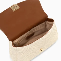 Sac Baguette Isaline En Raphia Beige Clair A Anse Tressee