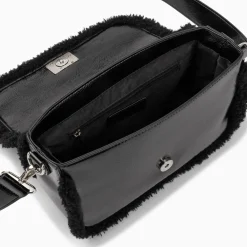 Sac Bandouliere Bertina Noir A Rabat Et Faux Shearling
