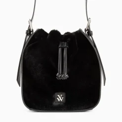 Sac Bourse Gladis Noir En Fausse Fourrure