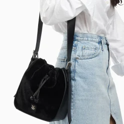 Sac Bourse Gladis Noir En Fausse Fourrure