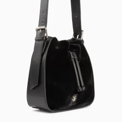 Sac Bourse Gladis Noir En Fausse Fourrure