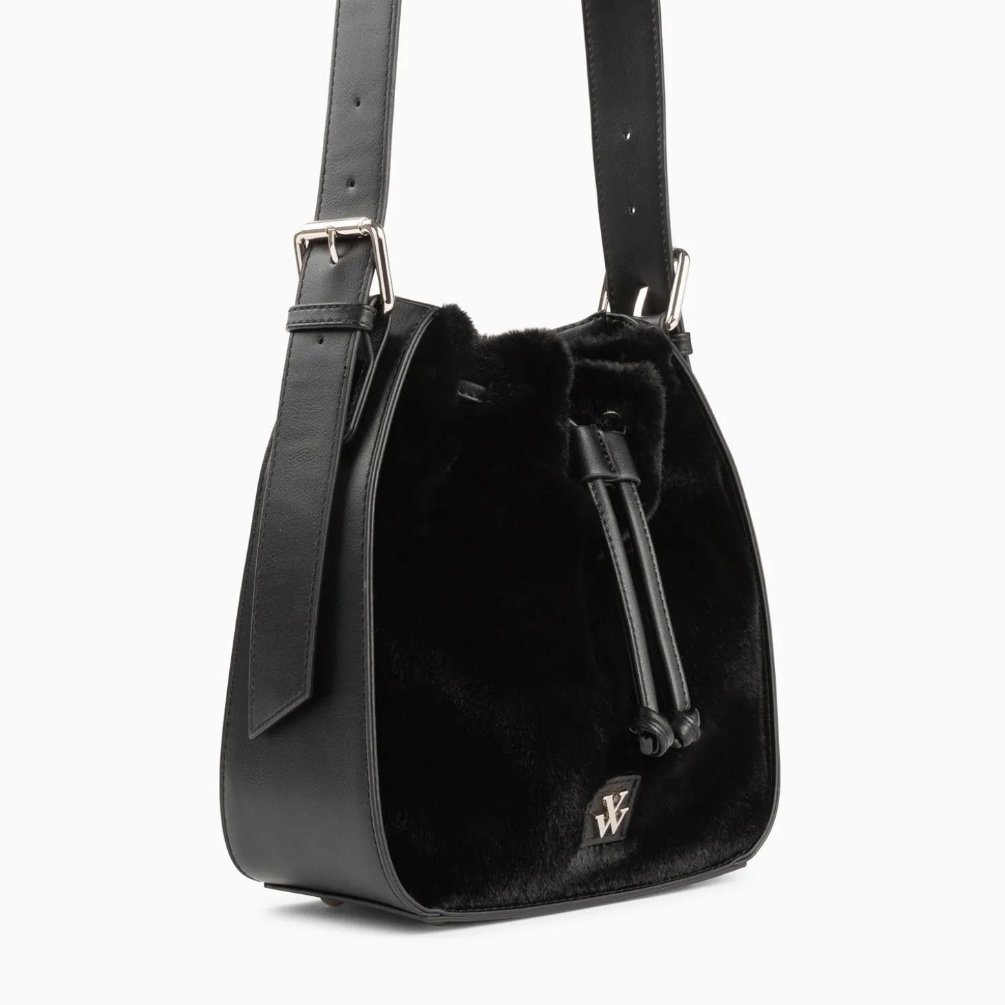 Sac Bourse Gladis Noir En Fausse Fourrure