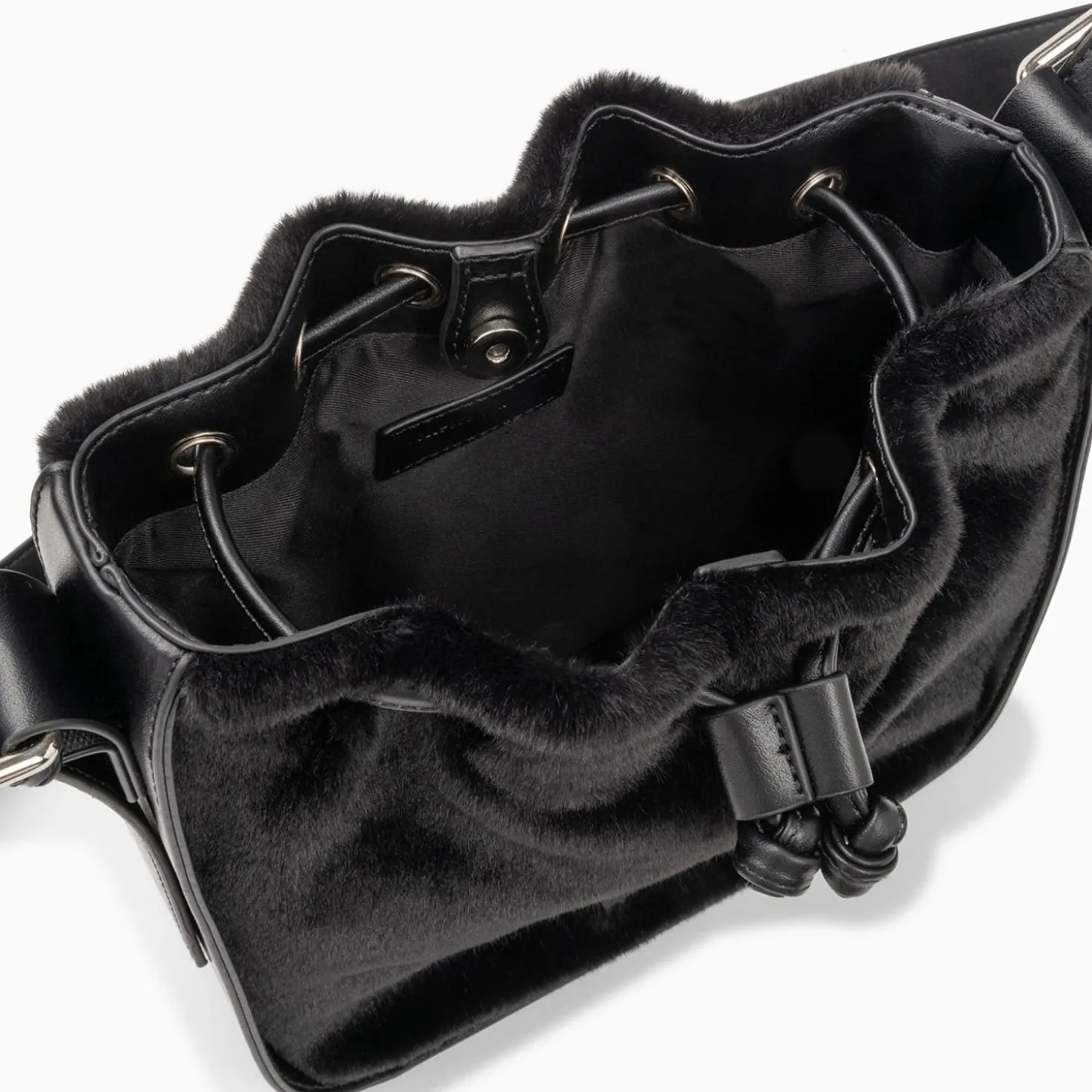 Sac Bourse Gladis Noir En Fausse Fourrure
