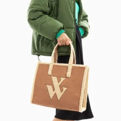 Sac Cabas Luba Camel Et Beige En Fausse Fourrure