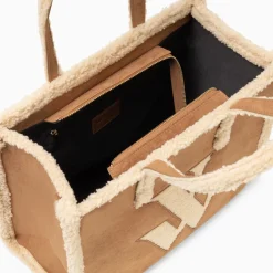 Sac Cabas Luba Camel Et Beige En Fausse Fourrure