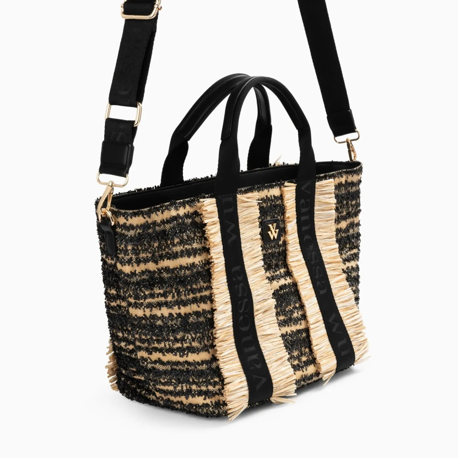 Sac Cabas Trapeze Maya Noir A Franges