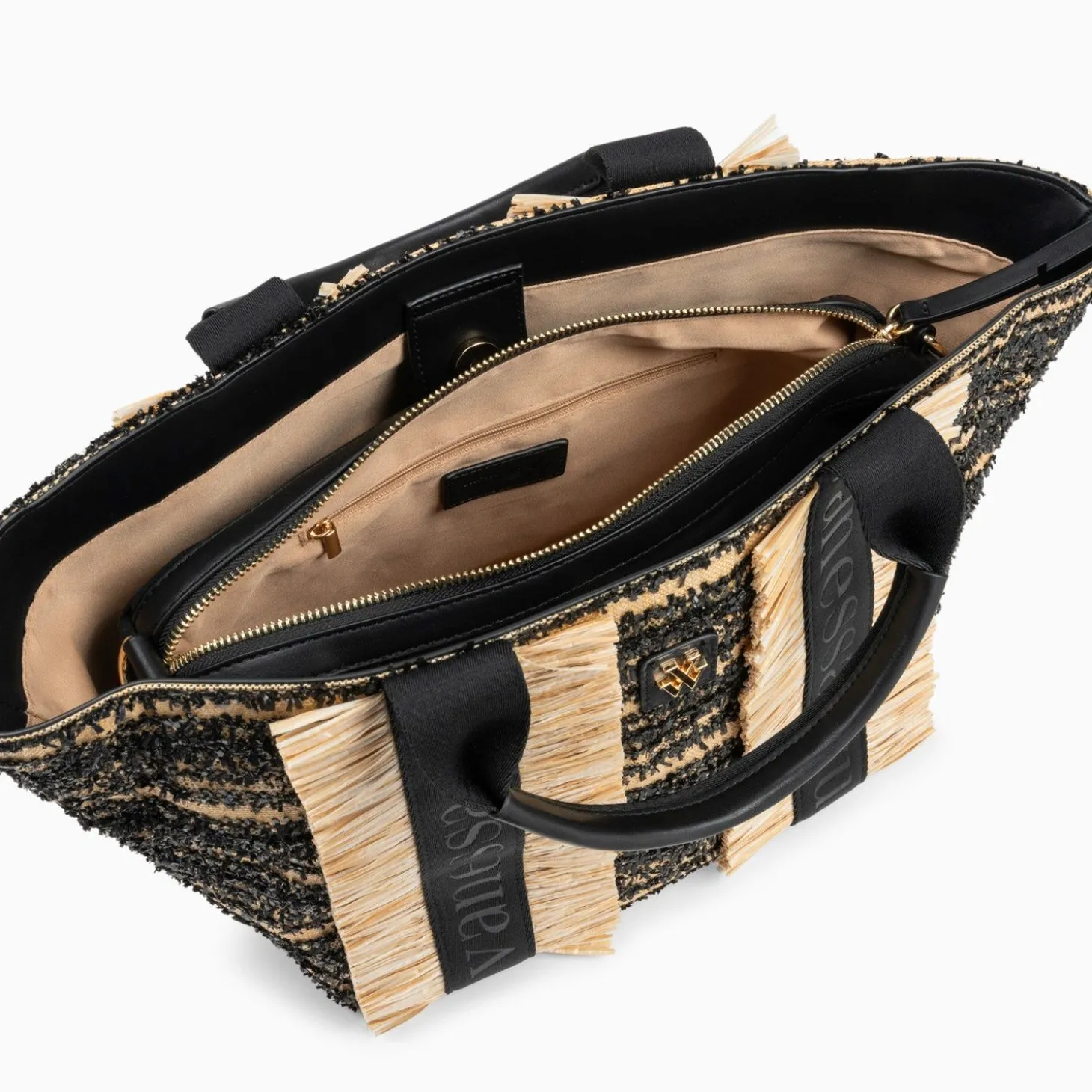 Sac Cabas Trapeze Maya Noir A Franges