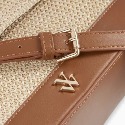 Sac Cartable Lisa En Raphia Beige A Details Camel