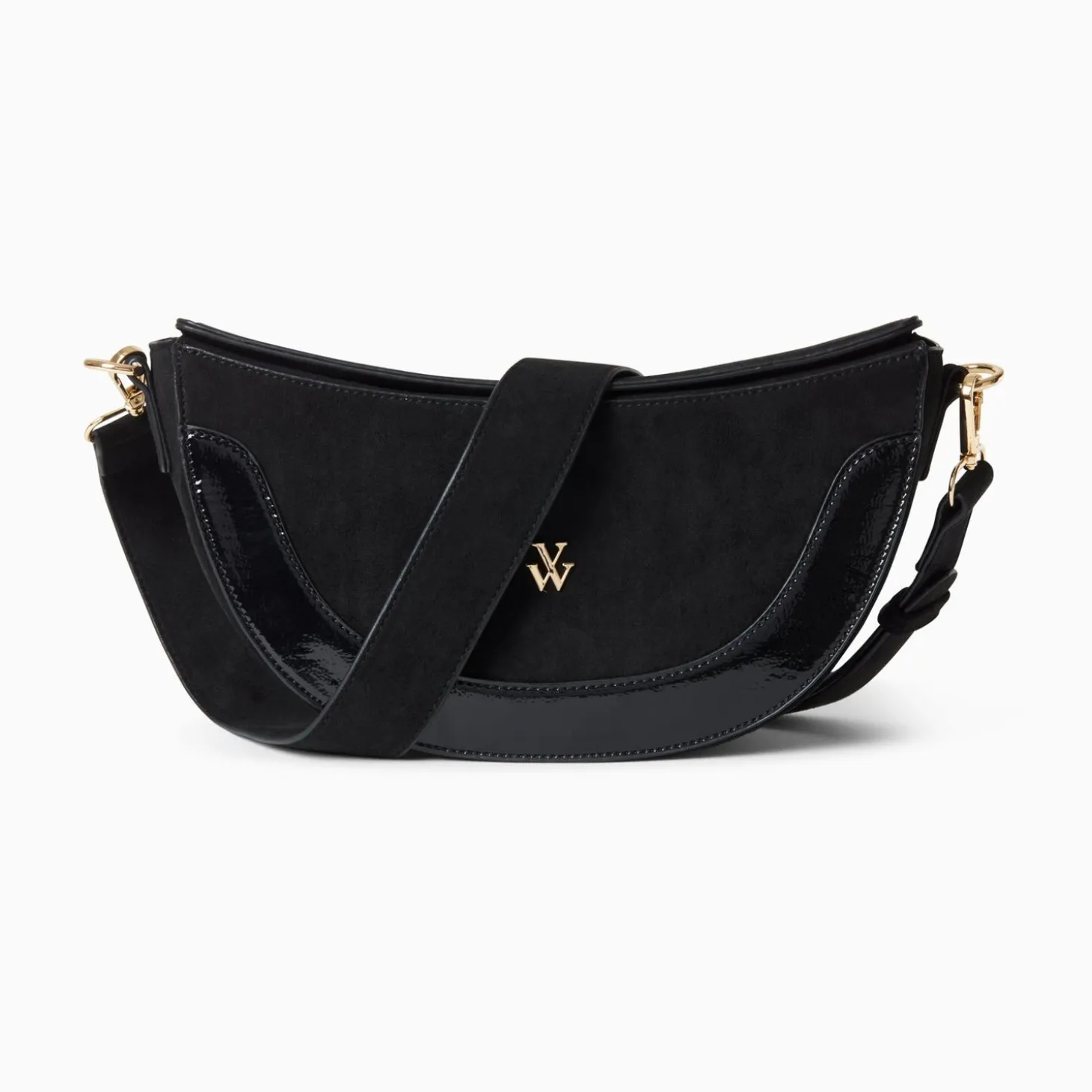 Sac Demi-Lune Rym Noir Bi-Matiere