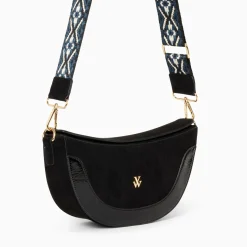 Sac Demi-Lune Rym Noir Bi-Matiere