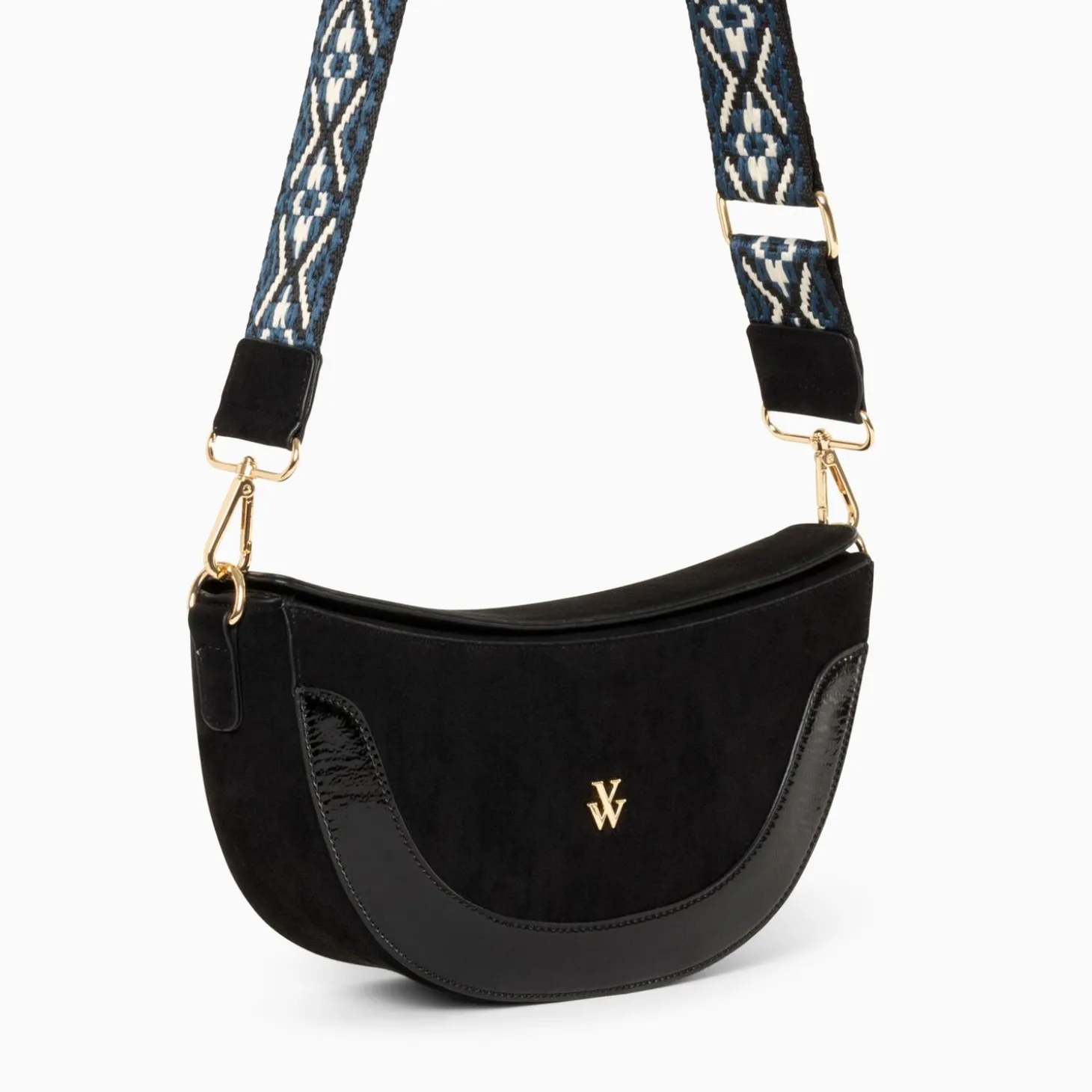 Sac Demi-Lune Rym Noir Bi-Matiere