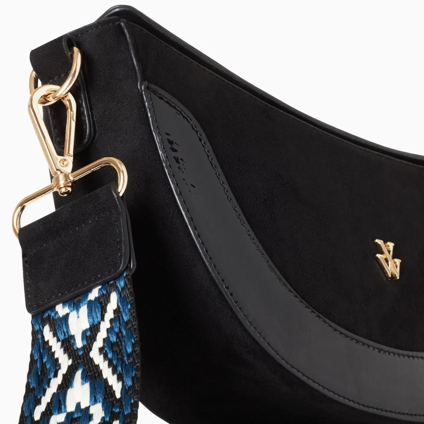 Sac Demi-Lune Rym Noir Bi-Matiere