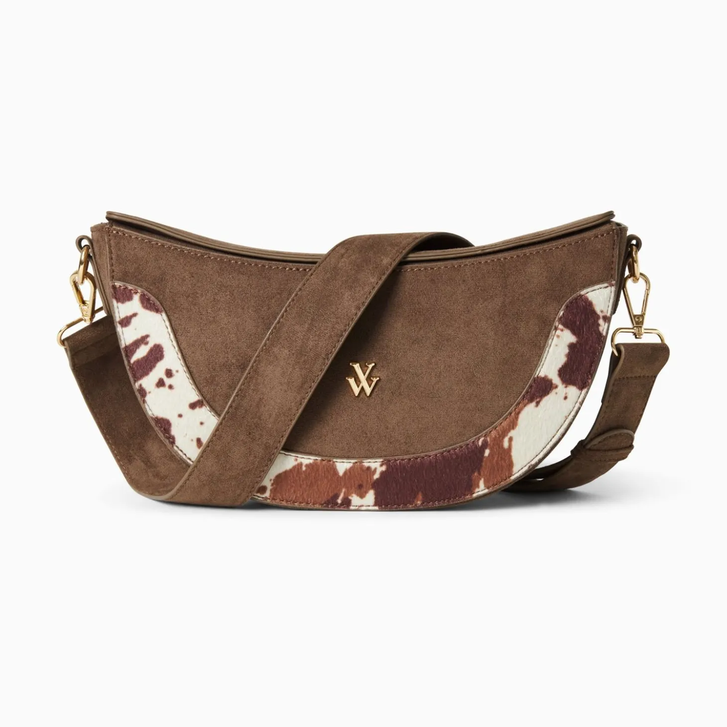 Sac Demi-Lune Rym Taupe Bi-Matiere