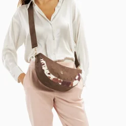 Sac Demi-Lune Rym Taupe Bi-Matiere