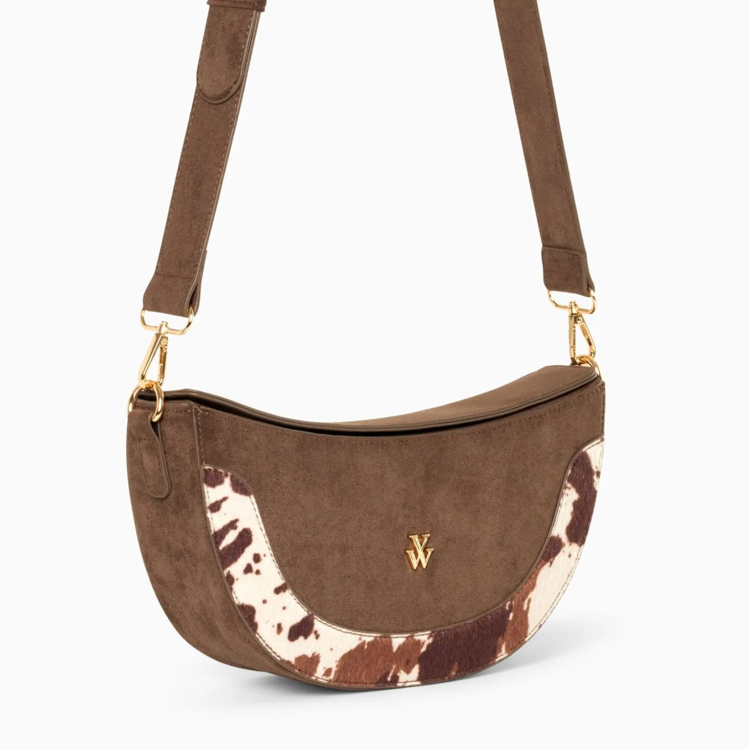 Sac Demi-Lune Rym Taupe Bi-Matiere