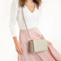 Sac Matelasse Noelie Monogrammes Beige