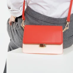 Sac Rigide Lucia Rouge Et Jaune A Rabat