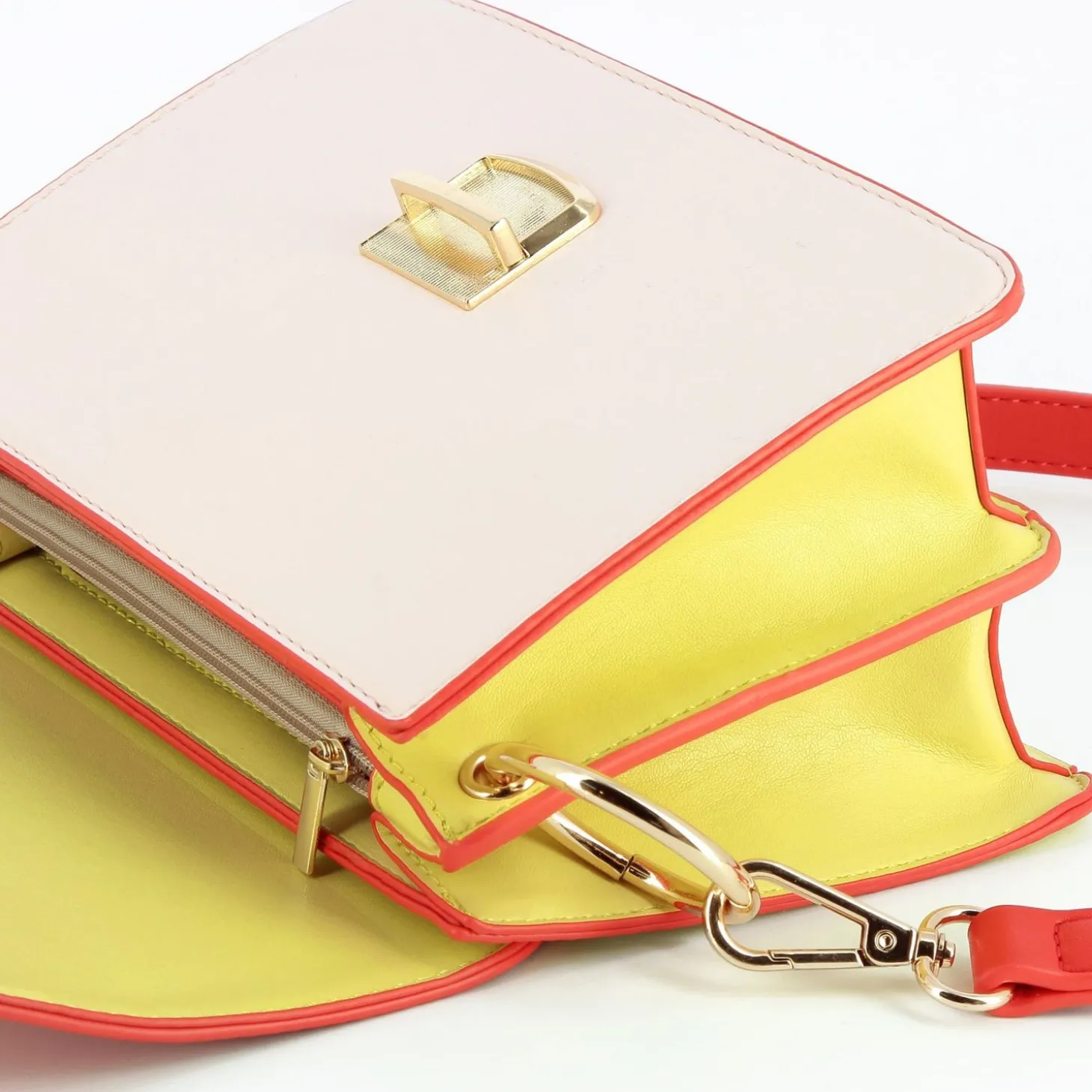 Sac Rigide Lucia Rouge Et Jaune A Rabat