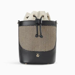 Sac Seau Maryline Noir En Raphia Tresse