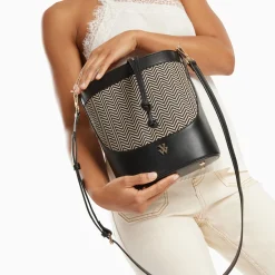 Sac Seau Maryline Noir En Raphia Tresse