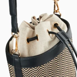 Sac Seau Maryline Noir En Raphia Tresse
