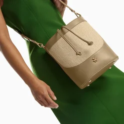 Sac Seau Maryline Taupe En Raphia Tresse