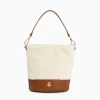 Sac Seau Milou Ivoire Et Camel En Faux Shearling